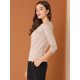 thumbnail image 4 of Blusa Estampado De Pata De Gallo Manga 3/4 Cuello Del Barco Oficina Trabajo Para Mujer Rosa XL, 4 of 6