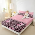 thumbnail image 4 of jejeloiu Cartoon Cheetah Pattern Twin Sheet Sets,Chic Glitter Print Twin Fitted Sheet,Pink Leopard Print Flat Sheet For Girls Teens,Breathable Home Decor,3pcs, 4 of 7