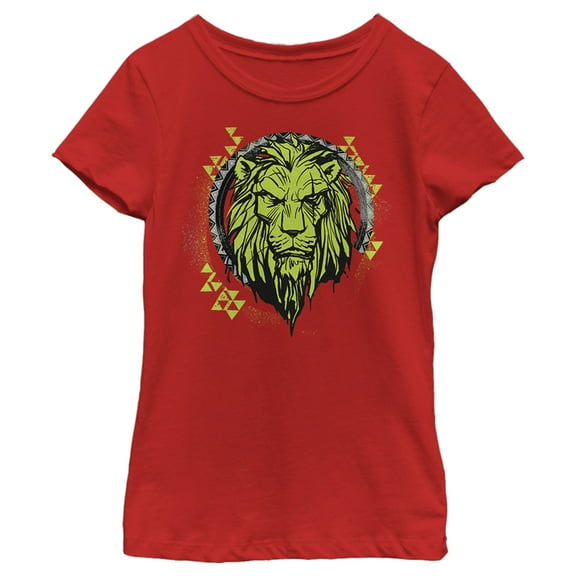 Girl's Lion King Geometric Scar Emblem Graphic Tee Red X Large