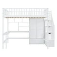 thumbnail image 6 of Full size Multifunctional High Loft Bed with Under-bed Desk, Shelves and Wardrobe, Sturdy Wooden Loftbed Frame with Bookshelf,Drawers for Teens Bedroom, Space Saving Design, 6 of 9