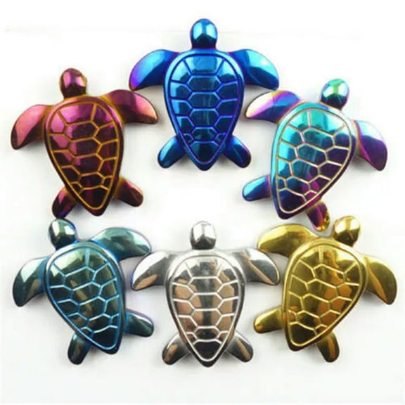 K-KED 6Pcs Wholesale Mixed Carved Mixed Hematite Turtle Pendant Bead 43x43x7mm