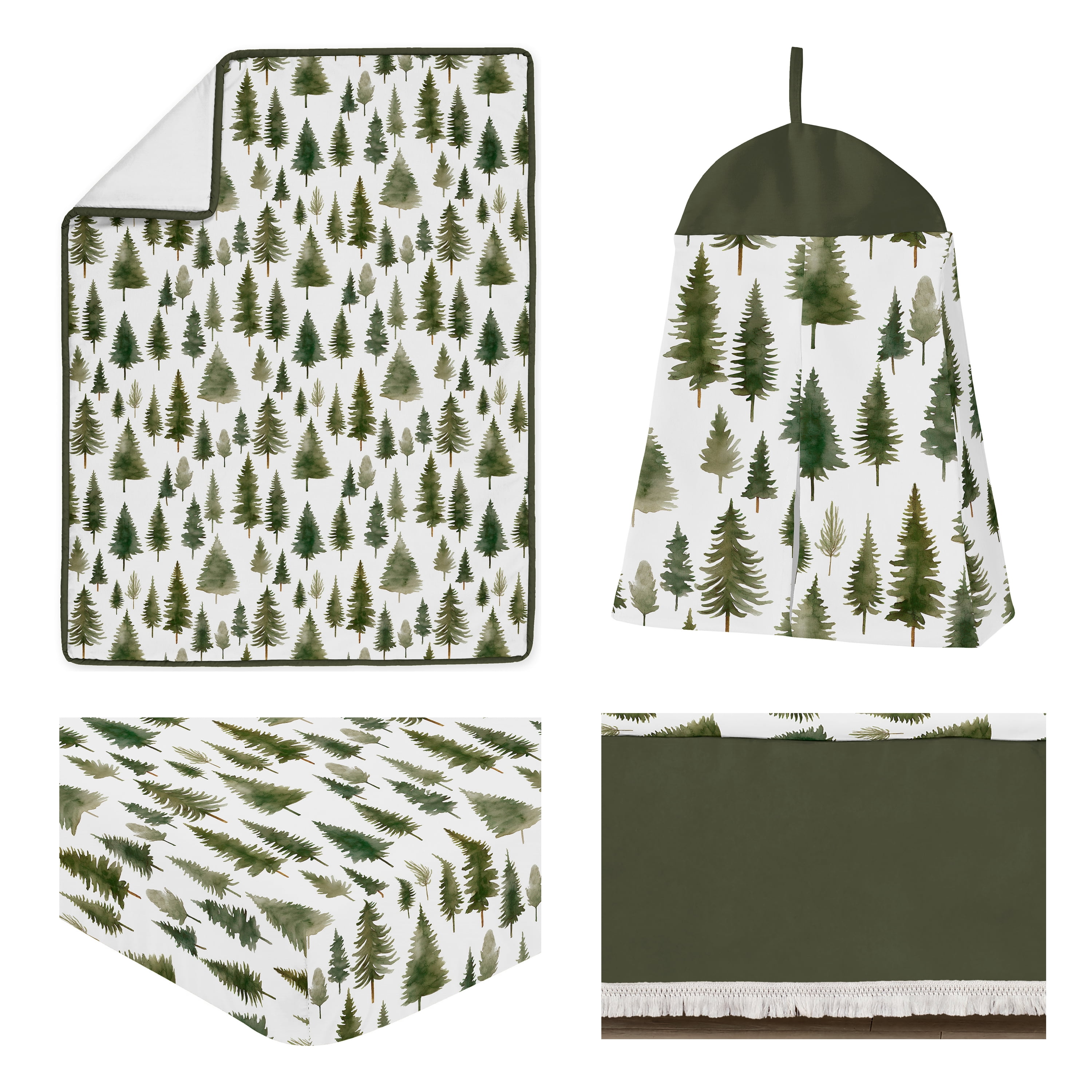 Sweet Jojo Designs Woodland Pine Tree Print Boy or Girl Gender Neutral Unisex Crib Bedding Set 4 Piece