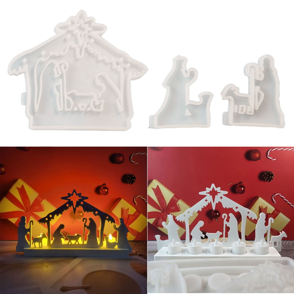 Geemin 3x Jesuses Baptism Candle Molds Castings Molds Silicone Mould Table Decorations