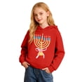thumbnail image 4 of Ulitacool Girls Spring Sweatshirts Round Neck Letter Prints Hanukkah Menorah Hooded Sweatshirt Pullover Kids Hoodie Shirt Long Sleeve Blouse Lovely Tops Red 9-10 Years, 4 of 4