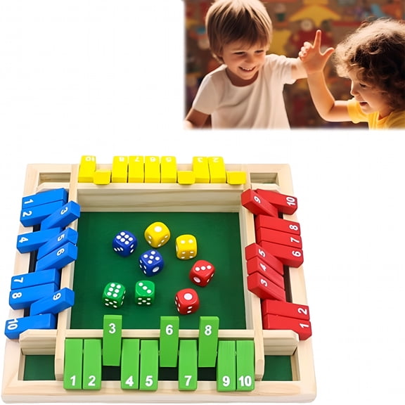 BESTSKY Funny Family Games - Shut The Box Board Game,Wooden Dice Board Game,Classic Tabletop Version for Classroom,Home,Party or Pub - Color