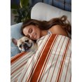 thumbnail image 3 of Twin Flat Sheet Only Modern Minimalist Red Stripes Soft Microfiber Cooling Bedding Sheets Farmhouse Line on Beige Flat Bed Sheet for Hotel,Home Decor, 3 of 7