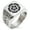 Silver, variant on Stainless Steel Nobunaga Oda Samurai Crest Geometric Pattern Biker Style Polished Ring