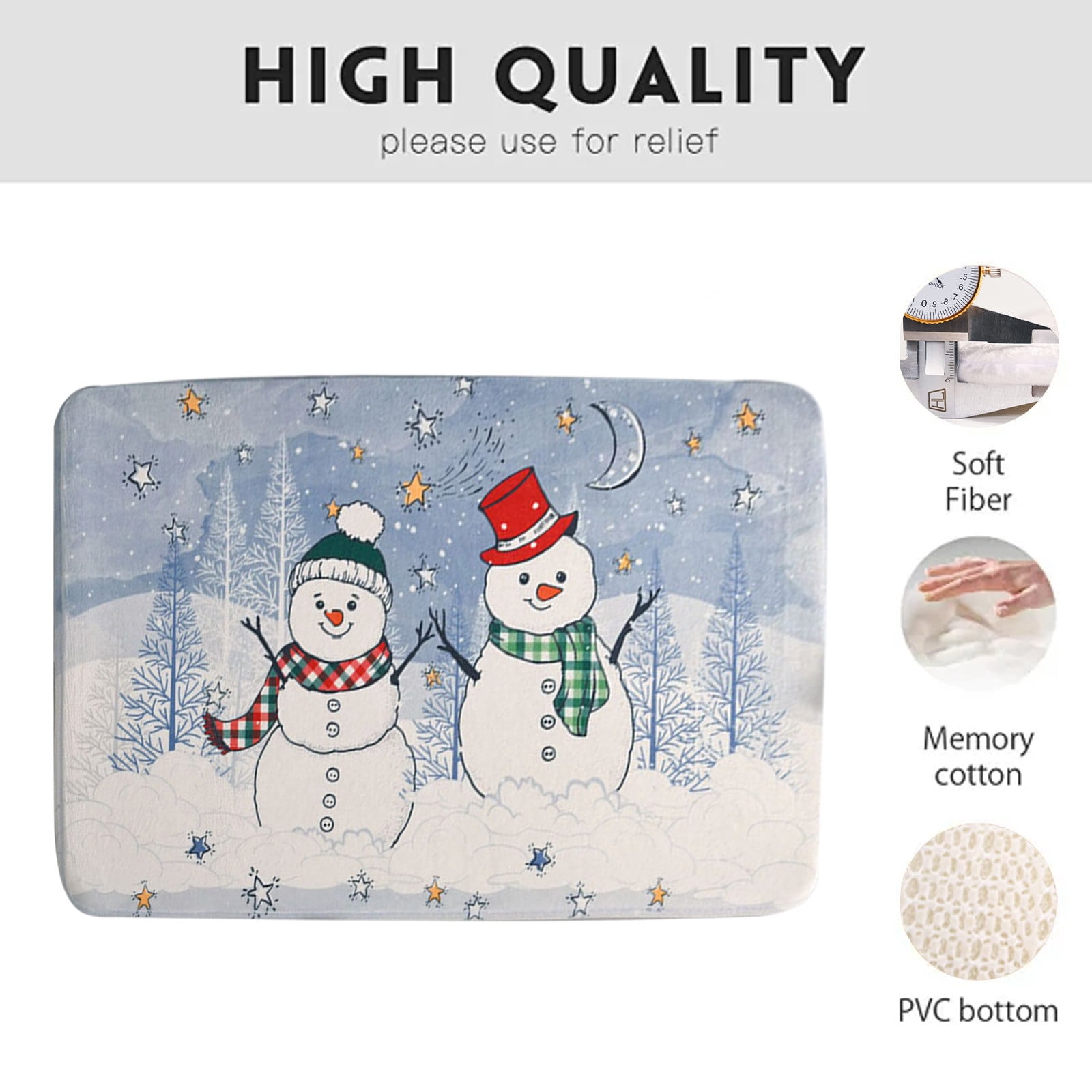 HongHeng Bath Mats for Bathroom,Bathroom Mats Rugs, Christmas Snowman Washable Cover Floor Rug Carpets Floor Mat Bathroom Decorations 19x31 Inches for Kitchen Bedroom Indoor