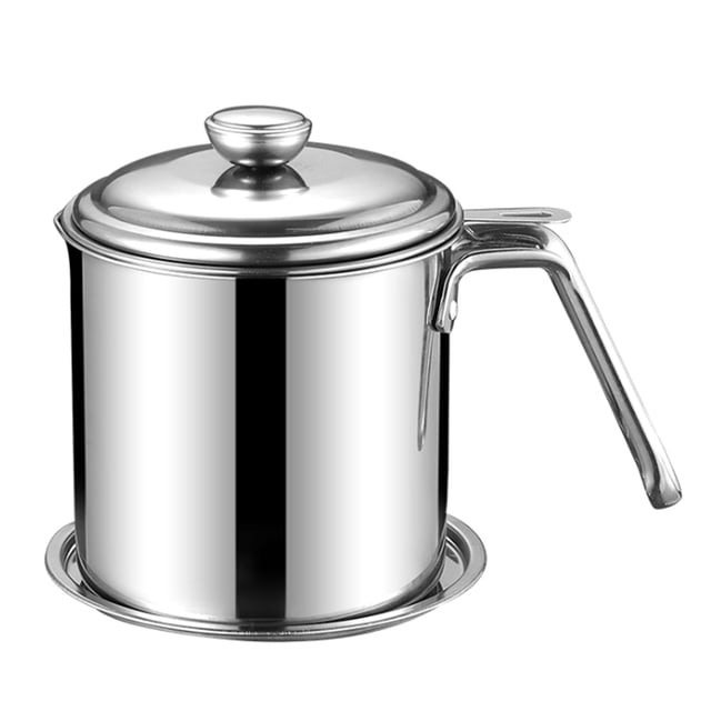 Utensilios de cocina Irfora Olla de aceite de cocina Filtro de aceite de acero inoxidable Separador de grasa de aceite de cocina para el hogar con tapa