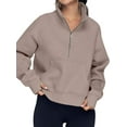 thumbnail image 3 of Xuanfei Women Half Zip Fleece Long Sleeve Kangaroo Pocket Sweatshirt, 3 of 6