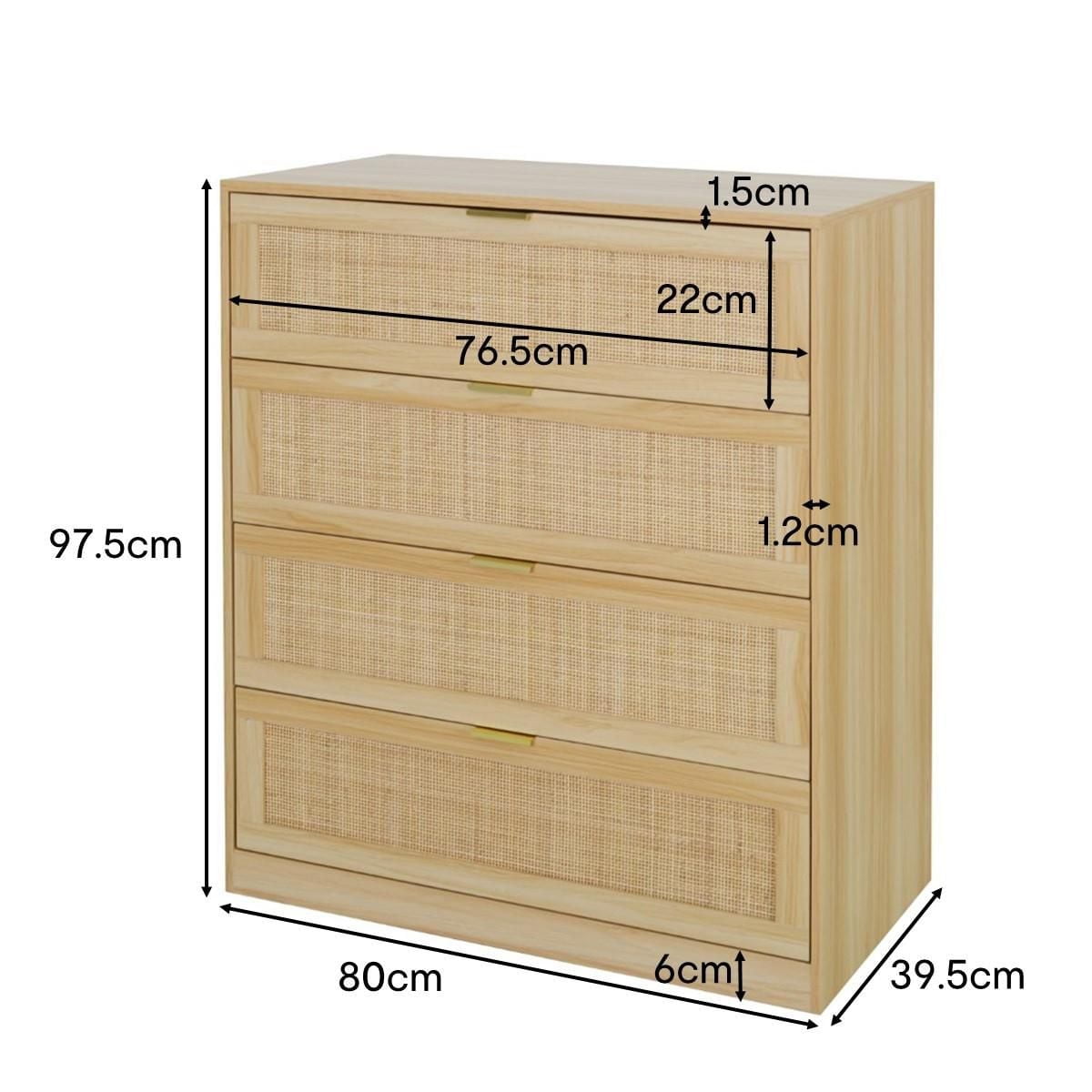 Anko Fraser Rattan 4 Drawer Dresser