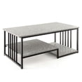 thumbnail image 5 of Costway Mesa De Centro Para Sala De Estar, Mesa De Cóctel Rectangular De 3 Niveles Con Estantes, Textura De Mármol Sintético Y Marco De Metal, Mesa Central Decorativa Con Almacenamiento, 110 Cm Gris, 5 of 5