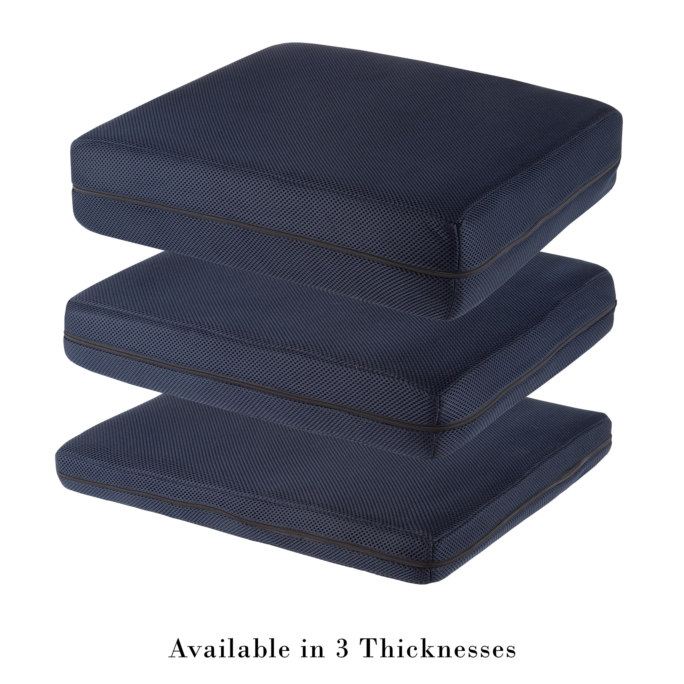 Collections Etc Extra Thick Foam Chair Cushion Blue with Detachable Sherpa  Fleece Lining for Washing, Blue (Measures 13 3/4Sq x 5H)