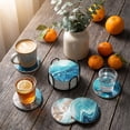 thumbnail image 5 of SUSWIM Drink Coasters with Holder, Absorbent Coaster Sets of 6, Marble Style Ceramic Drink Coaster for Tabletop Protection,Suitable for Kinds of Cups, Wooden Table, Cool Home Decor, 4 Inches, 5 of 6