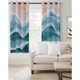 thumbnail image 3 of Navy Blue Waves Coastal Blackout Curtains for Bedroom, Teal Ombre Summer Beach Oceans Room Darkening Window Drapes for Living Room, Thermal Insulated Grommet Curtains, 42x84 inch, 2 Panels, 3 of 9