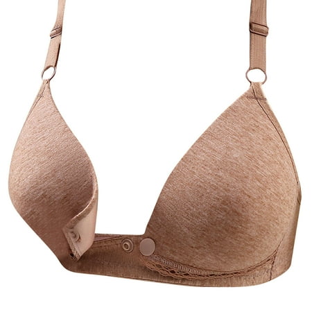 Ecqkame Seamless Nursing Maternity Bras for Breastfeeding Front Closure Bra No Underwire V Neck Pregnancy Wireless Bralette B-Red M on Clearance