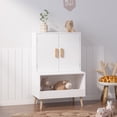 thumbnail image 5 of Yoneston Kids Storage Cabinet with Doors and Open Shelf, Modern Toddler Wardrobe Toys Organizer Cabinet for Nursery, Playroom, Bedroom, White, 5 of 9