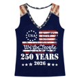 thumbnail image 5 of Womens Tank Casual Independence Day Print Sleeveless Summer Top America 250 Shirts Navy XL, 5 of 5