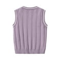 thumbnail image 3 of CCRFTGI Boys and Girls Sweater Vest 5-12Y Casual Knit Vest Comfort Uniform Regular Fit Fall Winter Pullover Top Purple 9-10Y, 3 of 8