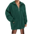 thumbnail image 1 of DPTALR Automne Femmes Décontracté Confortable Fermeture Éclair Poche Manches Longues Col Montant Blouse et Chemise, 1 of 6