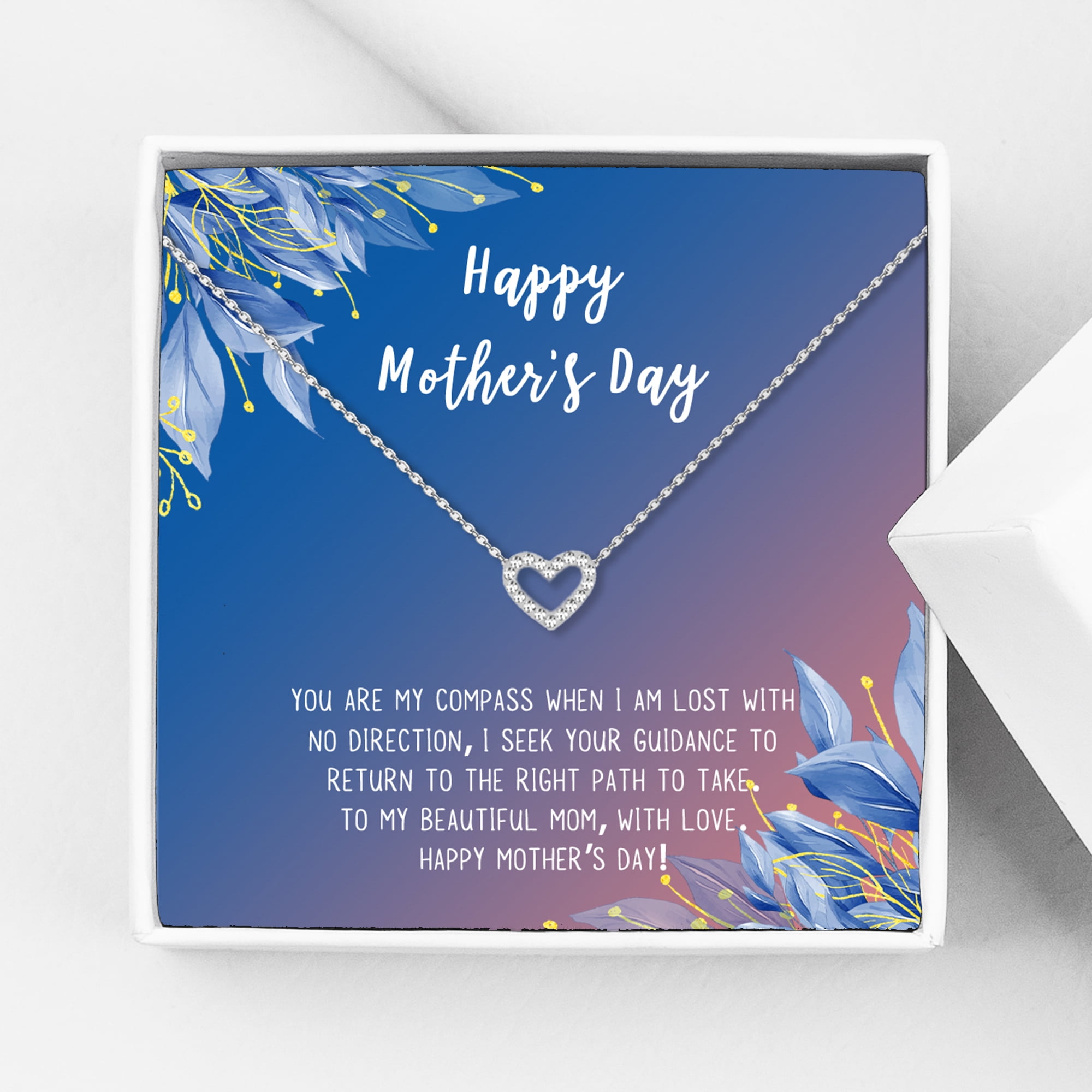 Happy Mother s Day Necklace and Card Set Necklace for Mom Jewelry Gift Gift for Mom Gift for Her Mom Necklace Mother s Day Gift Gift Set for Mom [Silver Heart 18 Chain]