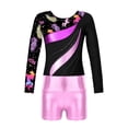 thumbnail image 3 of Sholeno Kids Girls Long Sleeve Dance Biketards with Shorts for Ballet Tumbling Gymnastics Dancewear Pink 12, 3 of 7