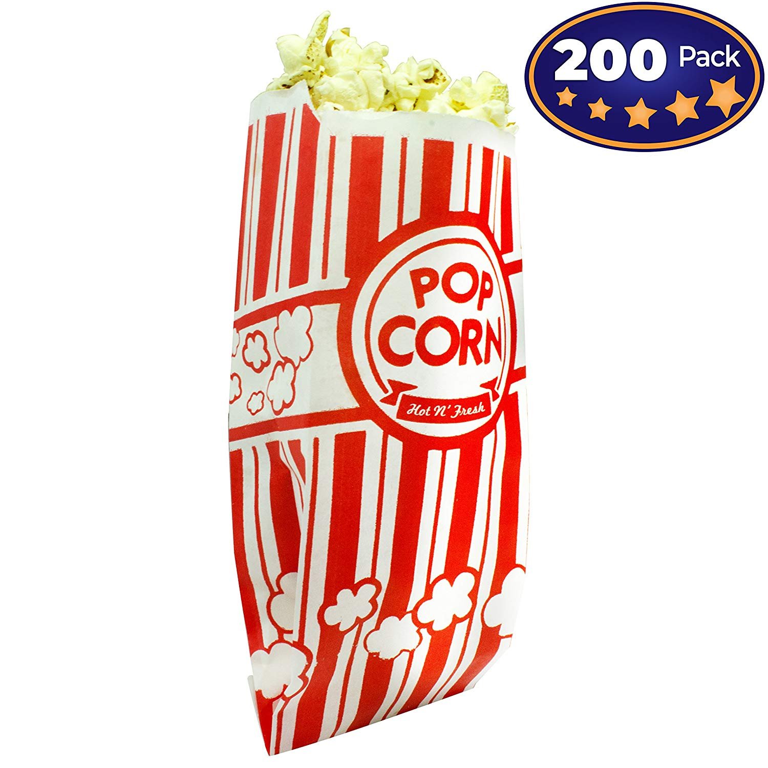 Sturdy Paper Bag 200 Popcorn Bags Large 2 Once Movies Perfect Size for Theater Popcorn Bags for Party by Liquor Sip Birthday Parties Celebration Great Carnival Light Snacking Bags