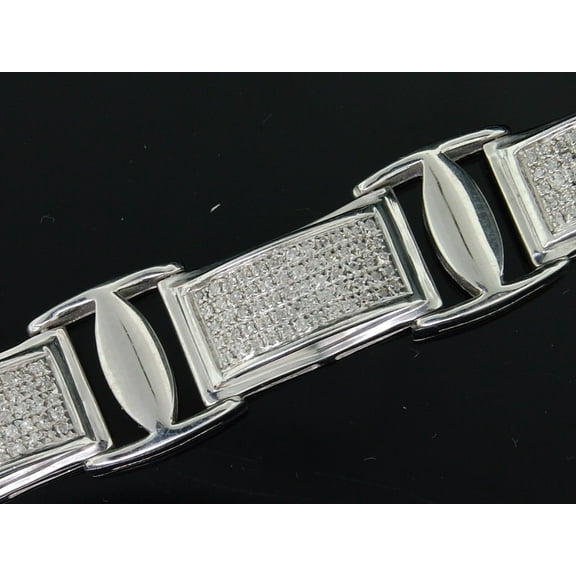 MENS .925 STERLING SILVER DIAMOND LINK BRACELET 2.50 CT