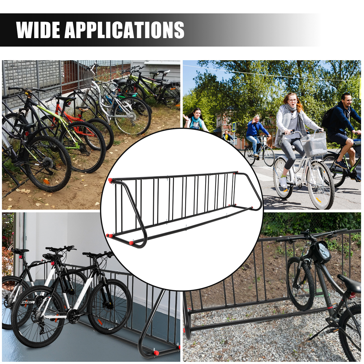 Commercial Grid Bike Rack – Freestanding Floor Parking Stand For Garages, Streets, And Bike Events, Holds 5 Or 10 Bikes, Rust-Resistant Steel
