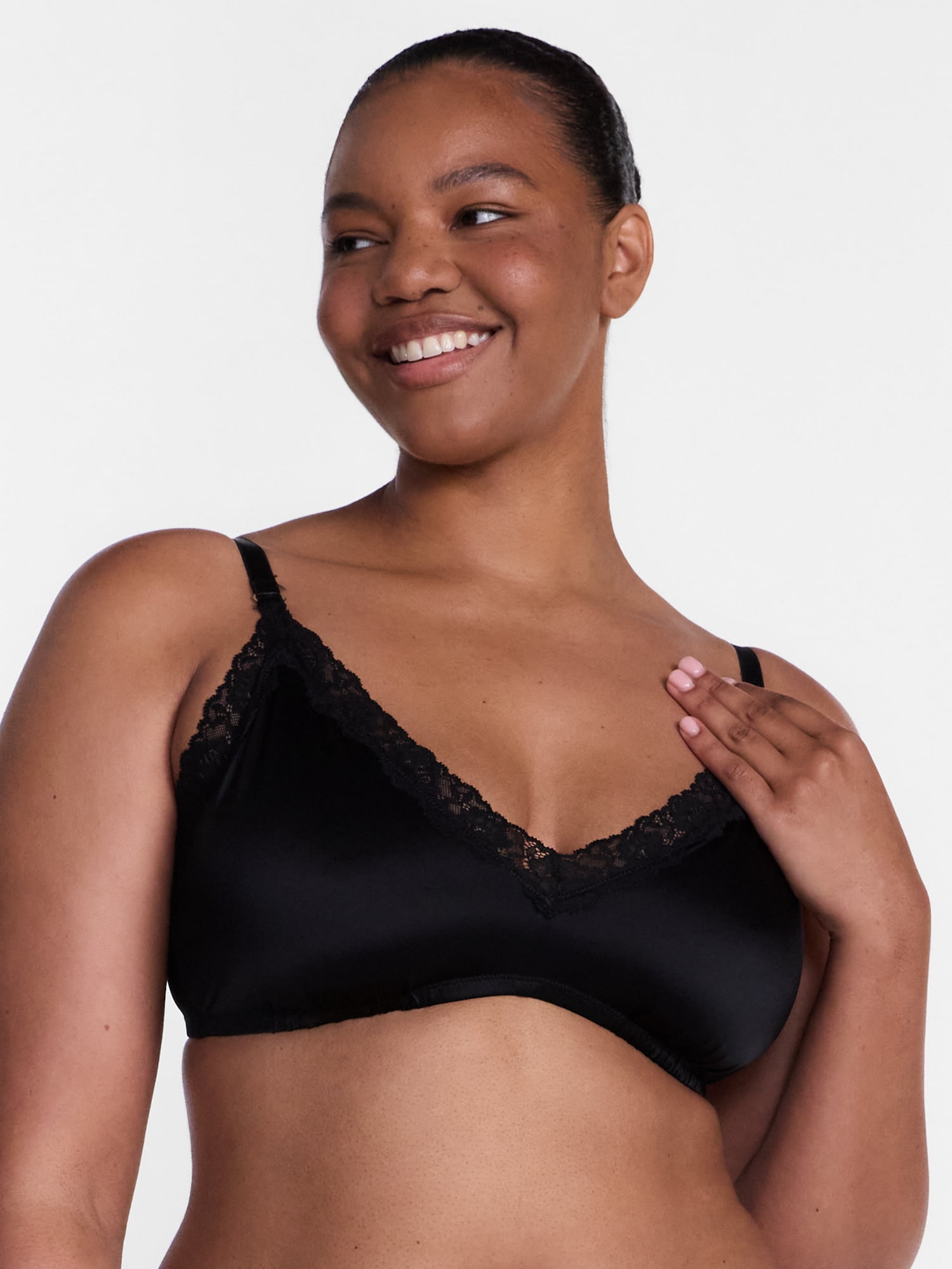 Joyspun Women's Shine and Lace Bralette, Sizes XS-XXXL