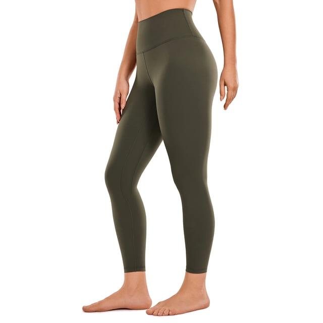 Leggings Deportivos CRZ YOGA Sensación Desnuda Cepillada 25" - Pantalones de Yoga Mujer de Cintura Alta con Compresión y Control de Abdomen Verde Oliva Talle XS