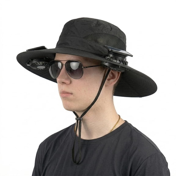 Solar Fan Hat, Wide Brim UPF 50 Plus, Sun Protection, Dual Fans USB Charging, Adjustable Speeds, Great for Gardening Weeding.
