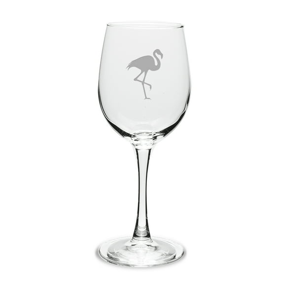 Flamingo Deep Etched White Wine Glass