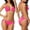 Hot Pink, variant on Bikini Sets for Women Solid Color Lace Up Bikini Two Piece Swimsuit Womens Swimsuits Blue S