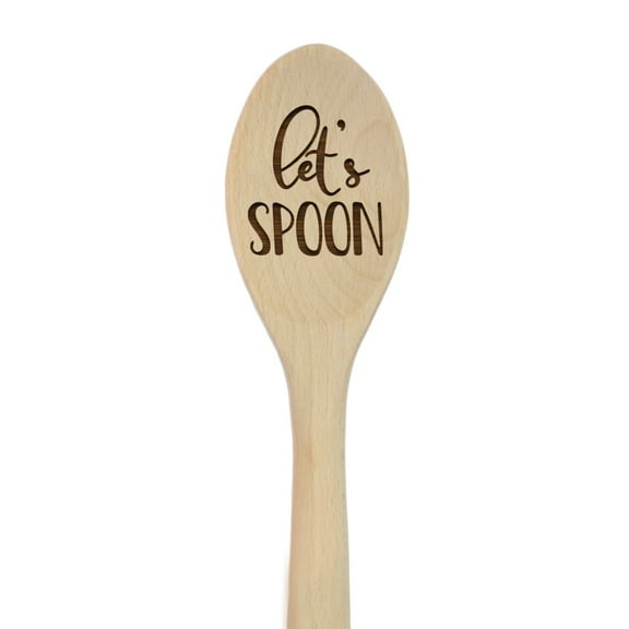 1pc Laser Engraved Wooden Mixing Spoon, Let's Spoon Christmas Gift