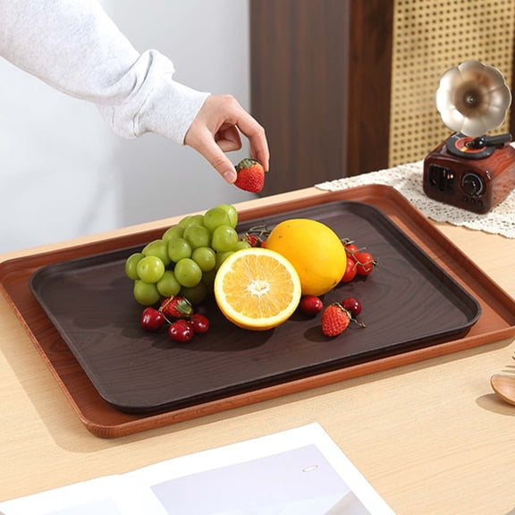 Rectangular Wooden Tray for Coffee Table,Large Serving Trays Platter for Breakfast in Bed, Dinner,Tray for Living Room Bedroom Entryway and Kitchen