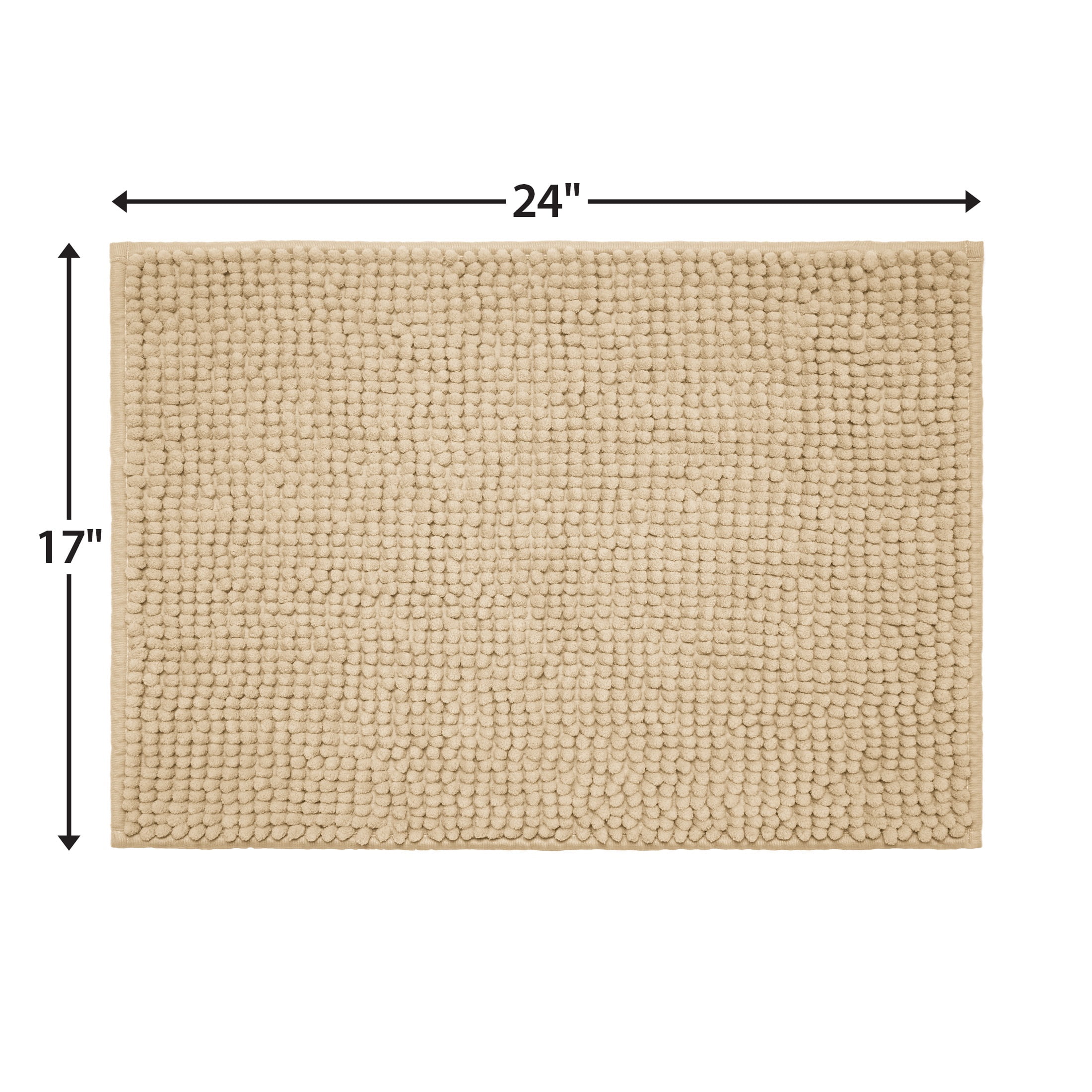 Mainstays Basic Polyester Chenille Noodle Bath Rug, Vallejo Tan, 17"x24", One Piece