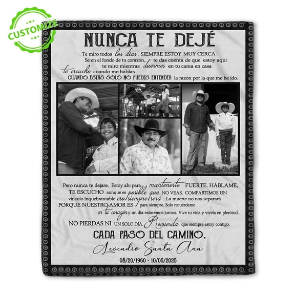 Customizaholic Personalized Memorial Photo Blanket – Custom Name, Dates & Spanish Tribute Message – Heartfelt In Loving Memory Gift for Family