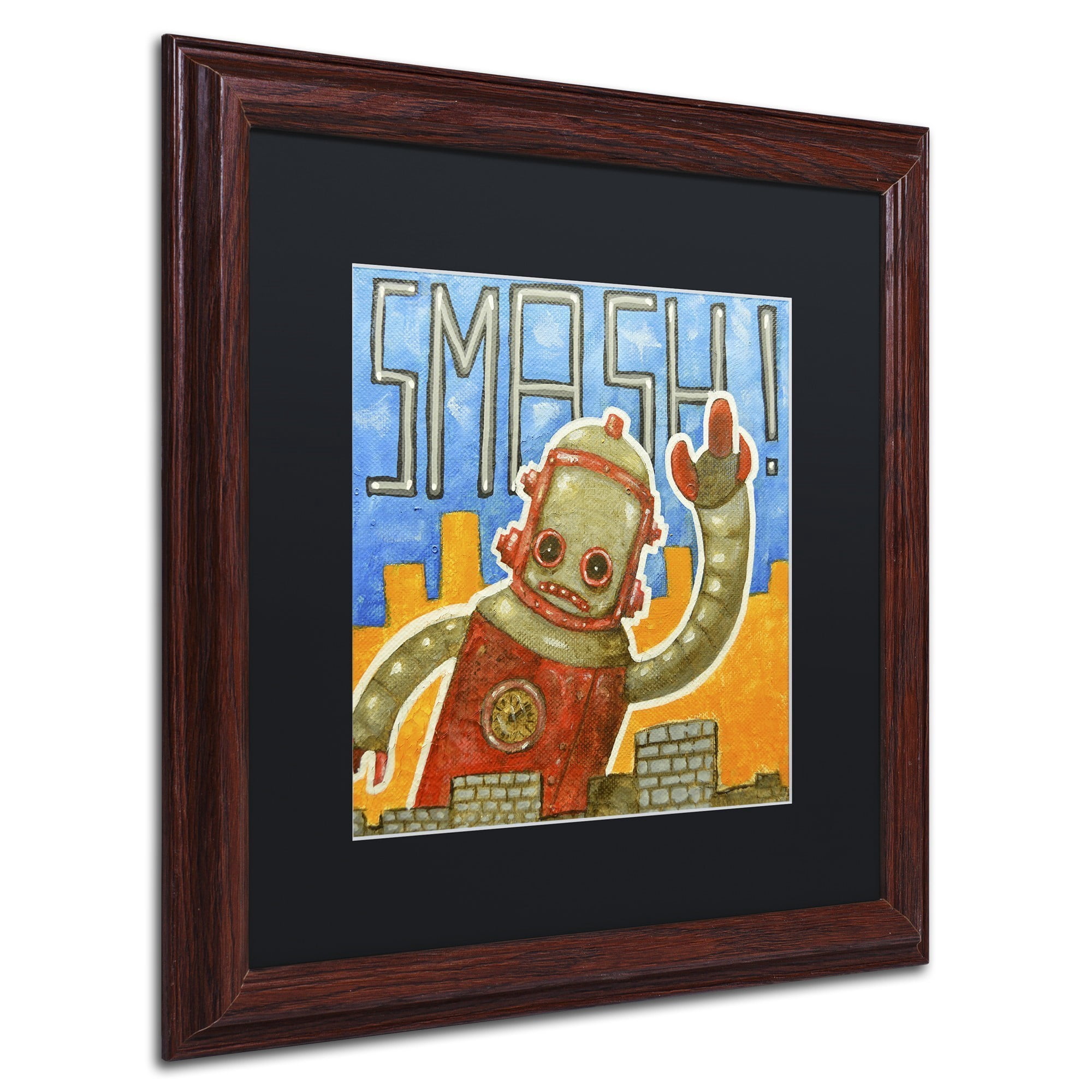 Trademark Fine Art 'Smash!' Canvas Art by Craig Snodgrass, Black Matte, Wood Frame