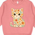 thumbnail image 3 of Inktastic Retro Kitty Cat Flowered Toddler Sweatshirt, 3 of 4