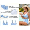 thumbnail image 3 of Ocean Blues Women's V Neck Twisted&nbsp;Push UP Ruched Bikini Top, 3 of 9