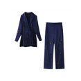 thumbnail image 1 of Conjunto de pantalones con cordones florales para mujer, traje informal de manga larga con cuello con muescas, abrigo con cremallera y bolsillo, Primavera, 2024, 1 of 5
