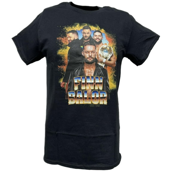 Finn Balor Championship Belt Four Pose Mens Black T-shirt