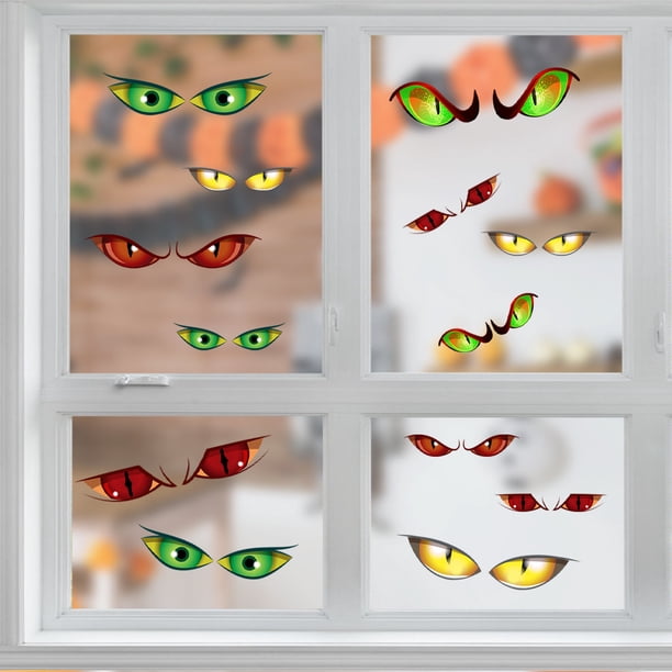 Nuevas pegatinas para ventanas de Halloween, pegatinas grandes de demonios aterradores para decoración de fiestas de Halloween, pegatinas de bricolaje con manos y pies sangrientos para la escuela fami