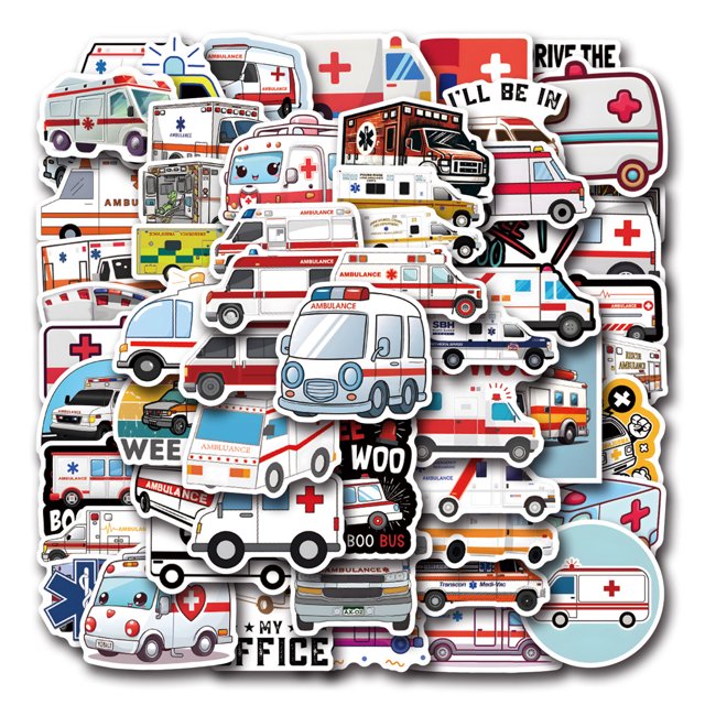 Adhesivo de vinilo impermeable Ambulances Anime, 55 unidades/lote de 5-7 cm