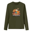 thumbnail image 4 of Odeerbi Thanksgiving Shirts For Women Fashion Round Neck Long Sleeve Print Casual T-shirt Blouse Olive Drab, 4 of 6