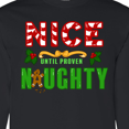 thumbnail image 4 of Inktastic Nice Until Proven Naughty with Holly and Gingerbread Man Long Sleeve T-Shirt, 4 of 5