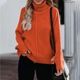 thumbnail image 2 of IROINNID Reduced Womens Sweater Turtleneck Pullover Sweater Solid Color Casual Mid-Length Long Sleeve Button Knitting Sweatshirt Tops Blouse Shirt Sweater, 2 of 7