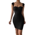 thumbnail image 2 of ClodeEU Women's Sleeveless Bodycon Mini Dress,Basic Solid Slim Fit Dress Black,Women's Plus L, 2 of 7