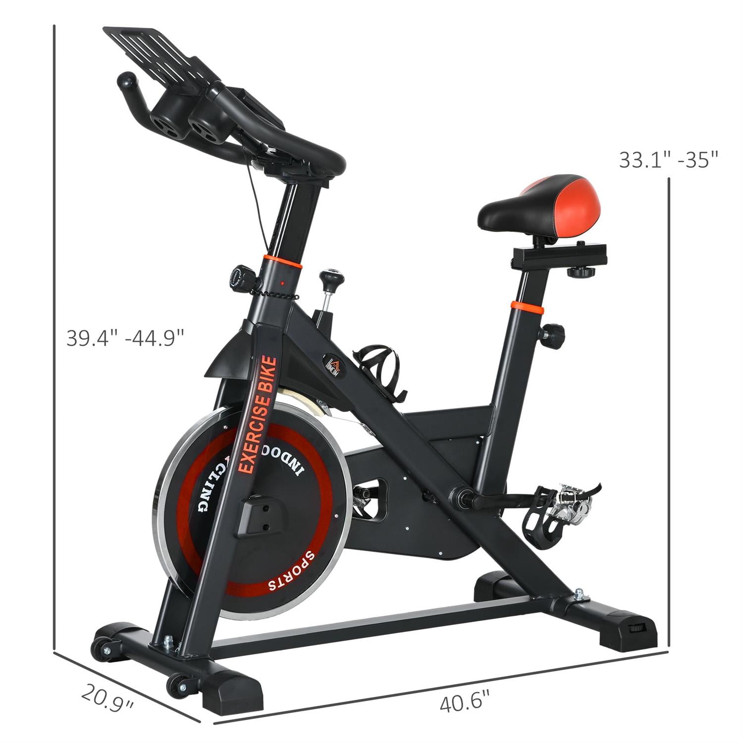 Demifill Indoor Stationary Flywheel Exercise Bike - Red, 264 lbs Capacity, Adjustable Height & Resistance, Equipped with LCD Monitor & Comfortable Seat Cushion